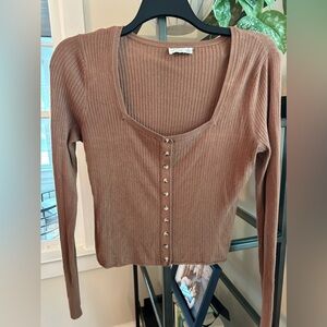 Gentle Fawn camel cardigan with front buttons